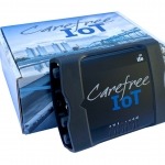 A photo of the CarefreeIoT device and its box.